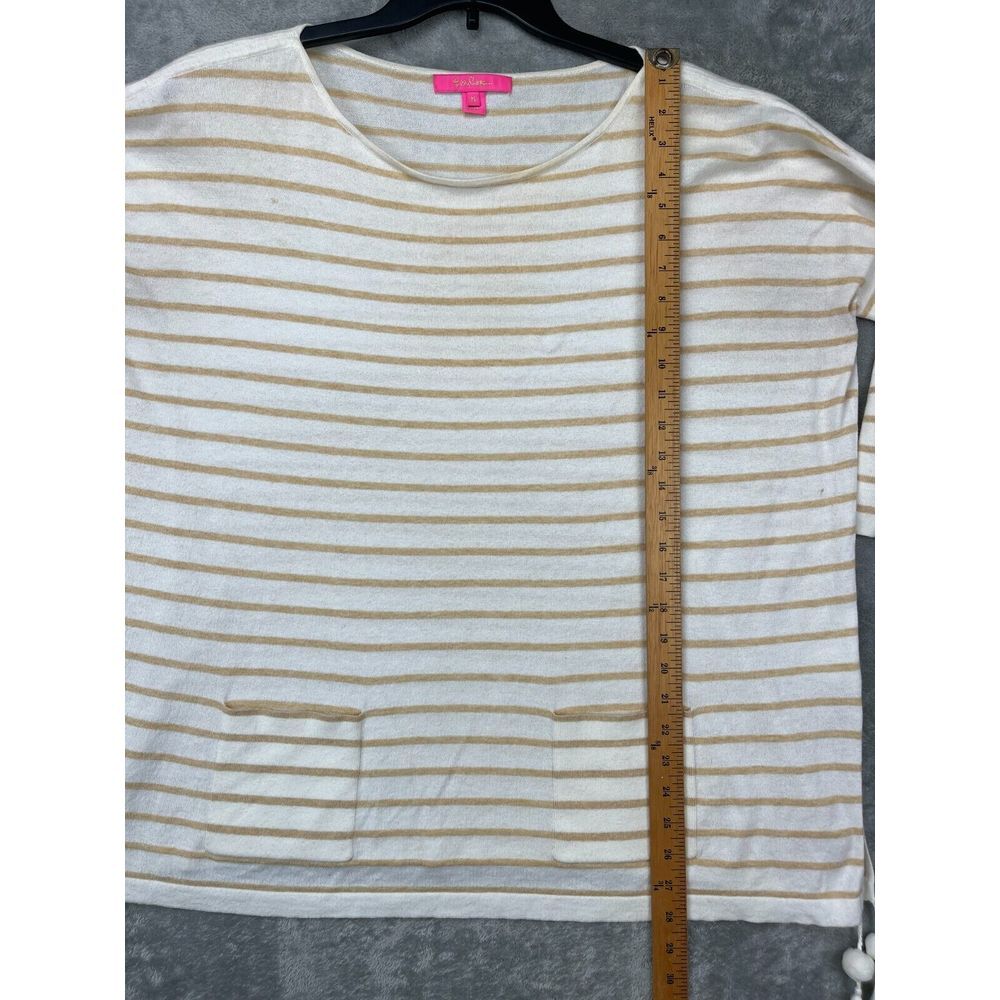 Lilly Pulitzer Elba Tunic White w/Stripes Lightweight Sz Medium Pockets Tassels - Picture 5 of 10